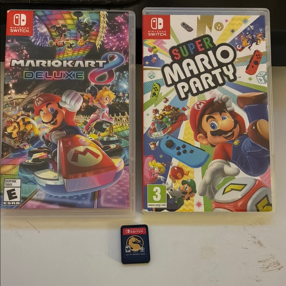 Nintendo Switch Mario Kart 8 Deluxe/ Super Mario Party Game Set w/ mortal kombat
